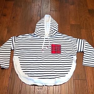 NWT Crown & Ivy striped pullover with hoodie size Large